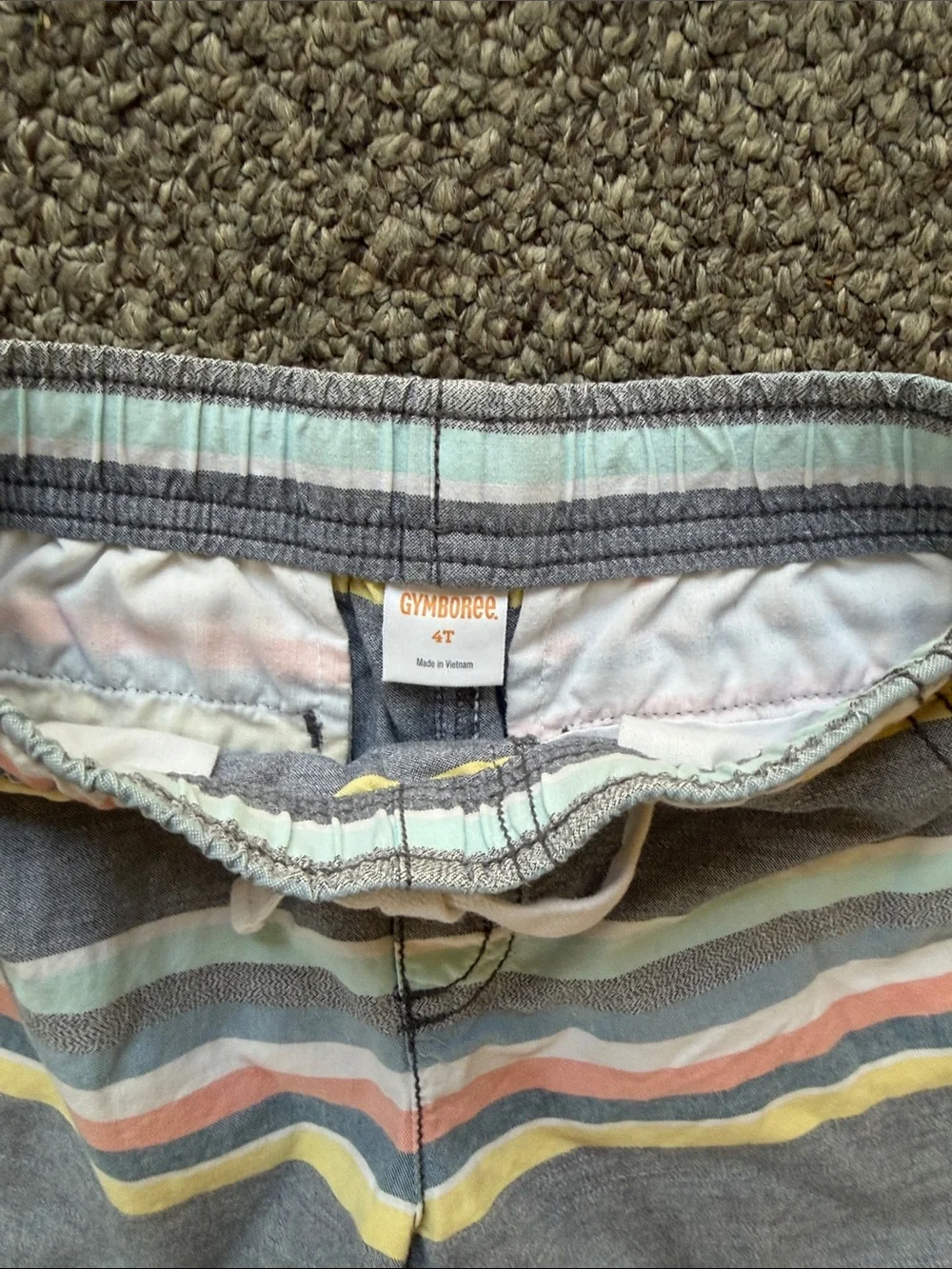 Gymboree Gray Striped Shorts with Mint, Peach & Yellow Accents